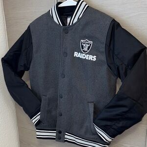 NFL Youth Raiders Grey & Black Varsity Jacket